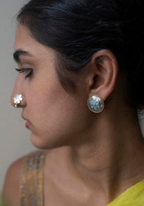 Blue flower studs