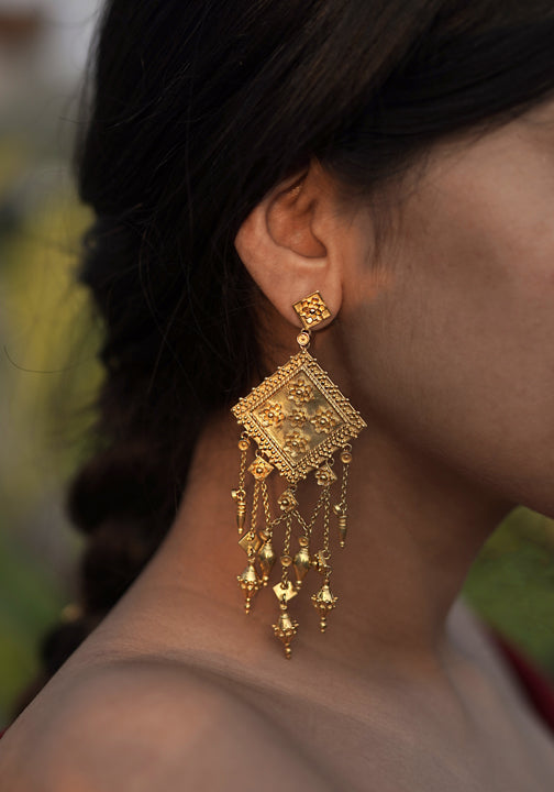 Emerald green latkan earrings by Dugri Style | The Secret Label